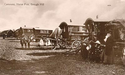 horsedrawn gipsy vans at Brough Hill Fair