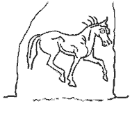 drawing of a Pictish carved outline of a horse from Inverurie Churchyard